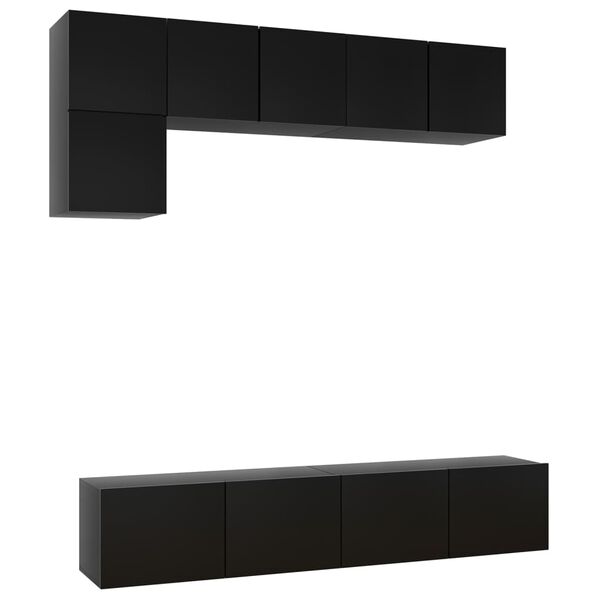 vidaXL 5 Piece TV Cabinet Set Black Engineered Wood