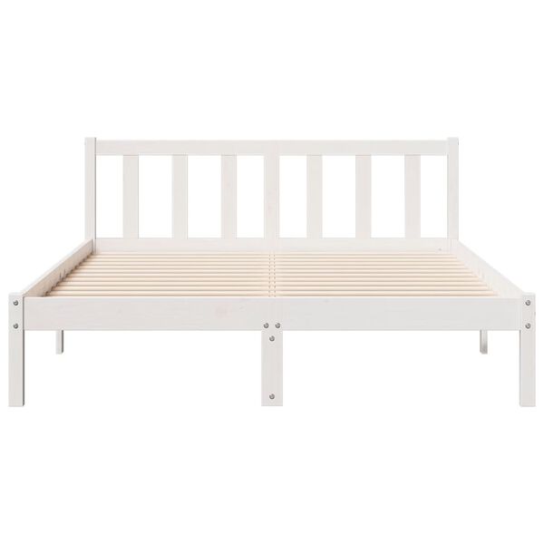 vidaXL Extra Long Bed Frame without Mattress White 160x210 cm Solid Wood Pine