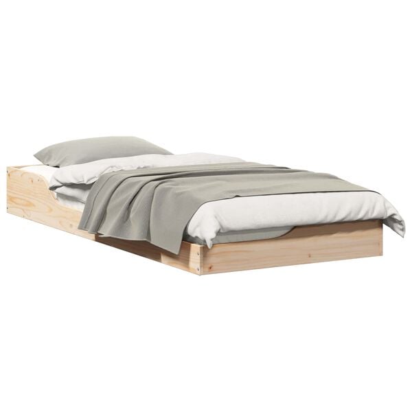 vidaXL Floor Bed Frame Brown 90 x 200 cm Solid pine wood