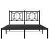 vidaXL Metal Bed Frame without Mattress with Headboard Black 140x200cm