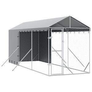 vidaXL Outdoor Dog Kennel with Roof Silver 2x6x2,5 m Galvanised Steel