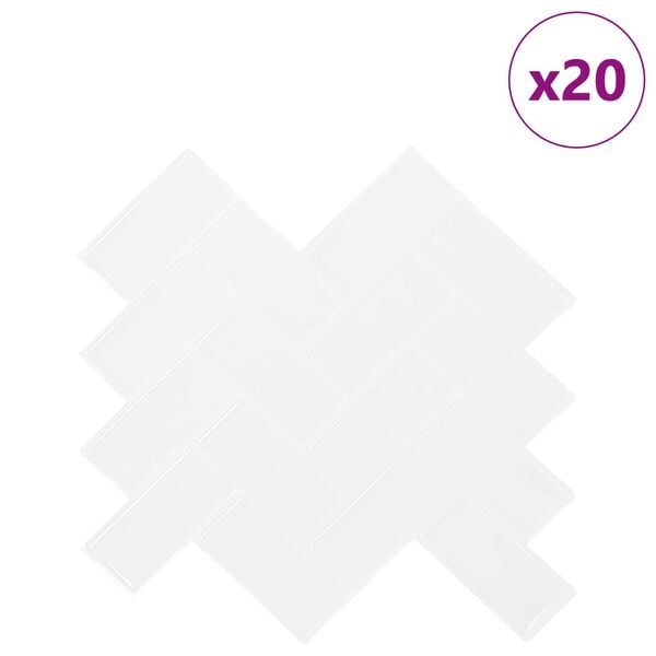 vidaXL Herringbone Tile 20 pcs White 30 x 30 cm Polyurethane and PET