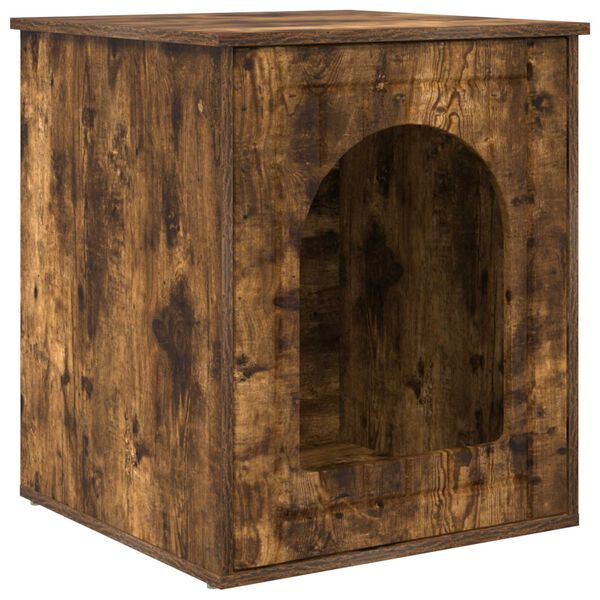 vidaXL Cat House Smoked Oak 53 x 52 x 62 cm Engineered Wood