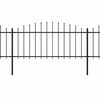 vidaXL Garden Fence with Spear Top Steel 1070x75 cm Black