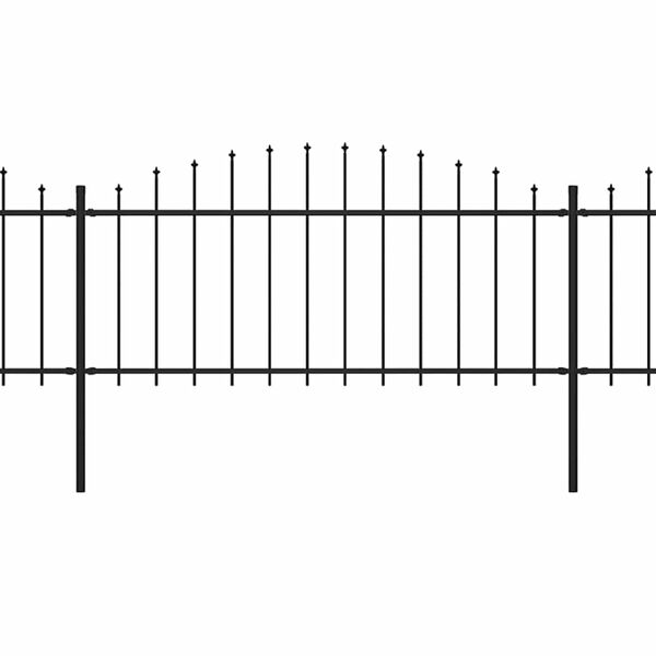 vidaXL Garden Fence with Spear Top Steel 1070x75 cm Black