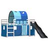 vidaXL Bunk Bed without Mattress with Slide and Curtains Blue 90x190 cm Single