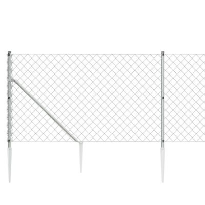 vidaXL Chain Link Fence with Spike Anchors Silver 0.8x10 m