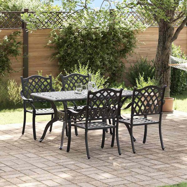 vidaXL Garden Dining Set 5 pcs Black Aluminium
