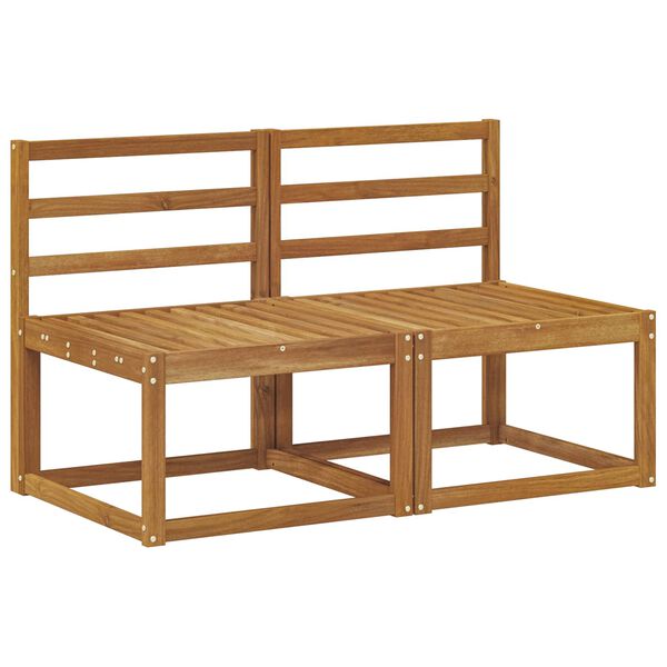 vidaXL 2 Piece Outdoor Middle Sofa Solid Acacia Wood Natural