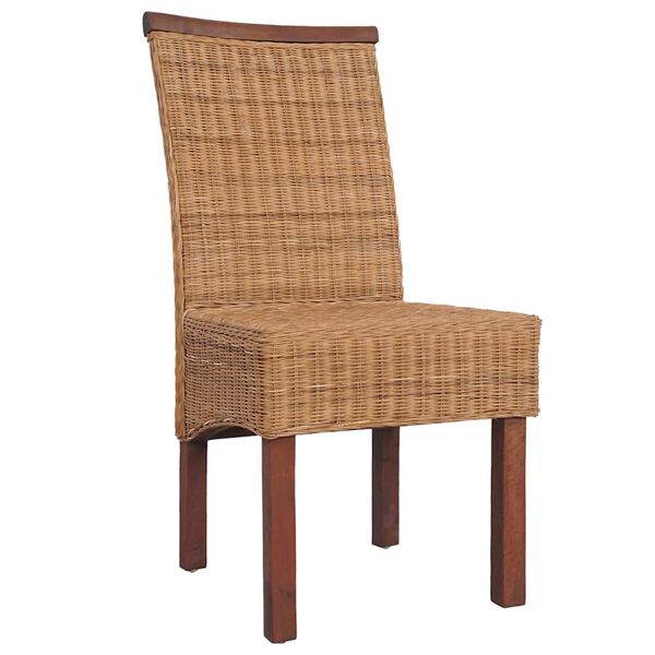 vidaXL Dining Chairs 4 pcs Brown Natural Rattan