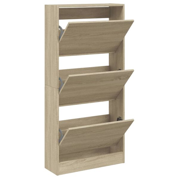 vidaXL Shoe Cabinet Sonoma Oak 60x21x125.5 cm Engineered Wood