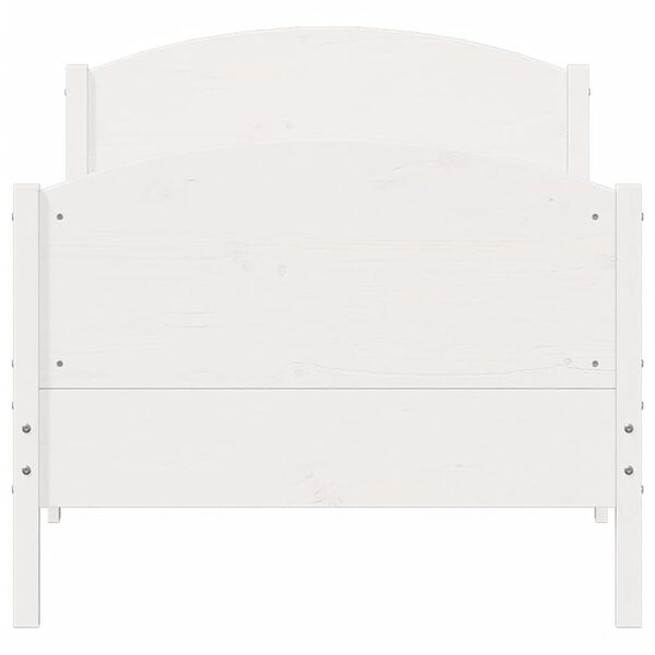 vidaXL Bed Frame without Mattress White 75x190 cm Small Single Solid Wood Pine
