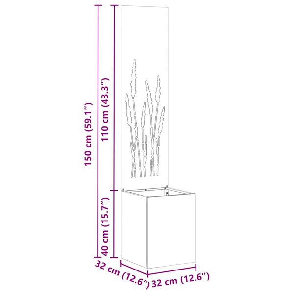 vidaXL Garden Privacy Screen Rusty 32 x 140 cm Weathering Steel