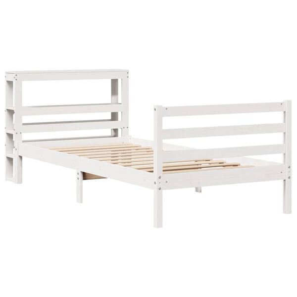 vidaXL Bed Frame without Mattress White 90x190 cm Single Solid Wood Pine