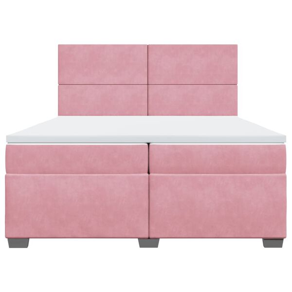 vidaXL Box Spring Bed with Mattress Pink 200x200 cm Velvet