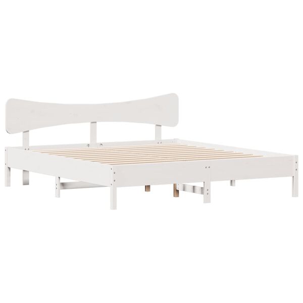 vidaXL Bed Frame without Mattress White 180x200 cm Super King Solid Wood Pine
