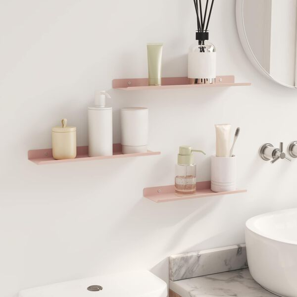 vidaXL Floating Shelf Wall-mounted 3 pcs Pink 40 x 9 x 2.5 cm Steel