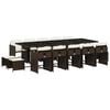 vidaXL 15 Piece Garden Dining Set with Cushions Brown Poly Rattan