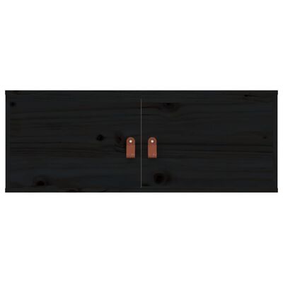 vidaXL Wall Cabinet Black 80x30x30 cm Solid Wood Pine