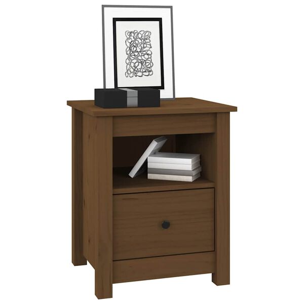 vidaXL Bedside Cabinet Honey Brown 40x35x49 cm Solid Wood Pine