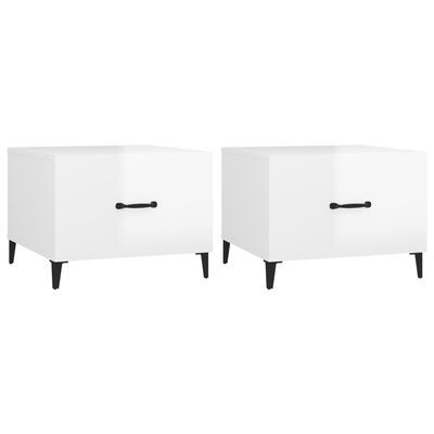 vidaXL Coffee Tables with Metal Legs 2 pcs High Gloss White 50x50x40 cm