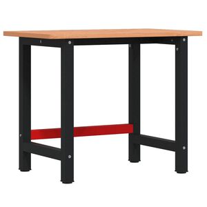 vidaXL Workbench 100x60x81.5 cm Solid Wood Beech Rectangular