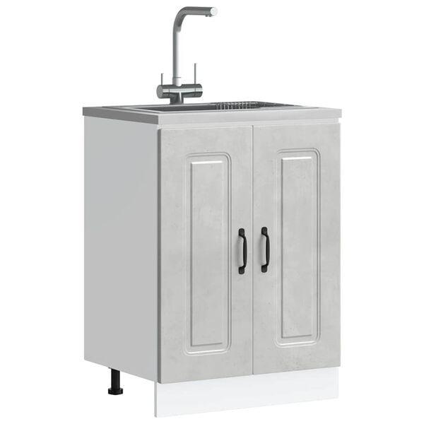 vidaXL Sink Base Cabinet Kalmar Concrete Grey 60x46x81.5 cm Engineered Wood