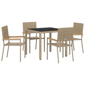 vidaXL Garden Dining Set 5 pcs Beige Poly Rattan