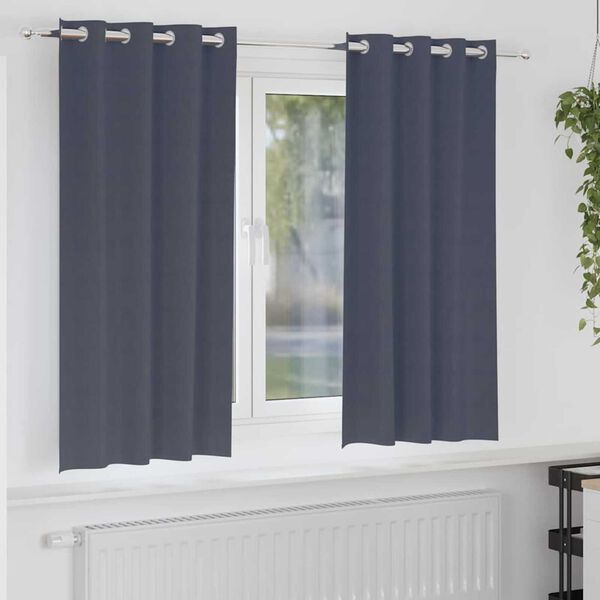 vidaXL Blackout Curtains with Rings 2 pcs Anthracite 175 x 140 cm