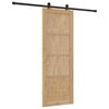 vidaXL Sliding Door Natural and Black 73.5 x 198.5 cm Solid Pine Wood