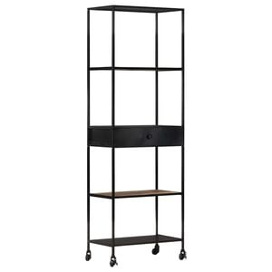 vidaXL Book Cabinet 60x35x180 cm Rough Mango Wood & Iron