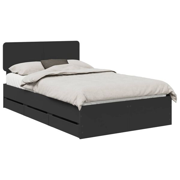 vidaXL Bed Frame with Headboard Black 120 x 200 cm Engineered Wood