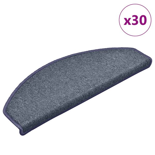 vidaXL Stair Mats 30 pcs 65x24x4 cm Dark Grey and Blue Half Round Large