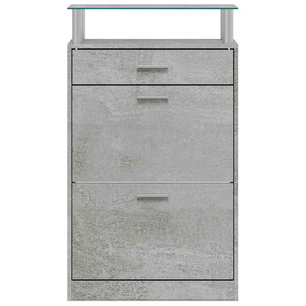 vidaXL Shoe Cabinet Concrete Grey 63x24x104 cm Engineered Wood
