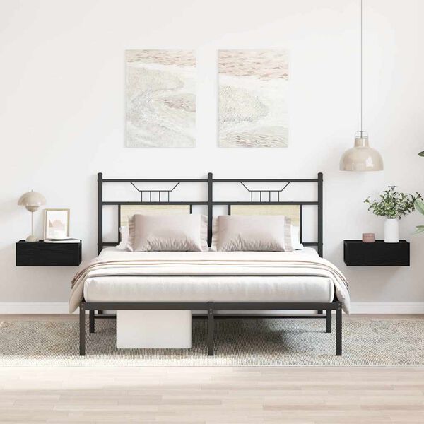 vidaXL Floating Nightstands 2 pcs Black Oak 40x32x15 cm Engineered Wood