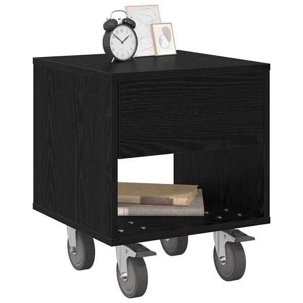 vidaXL Bedside Table Black Oak 40.5 x 40 x 48 cm Engineered Wood