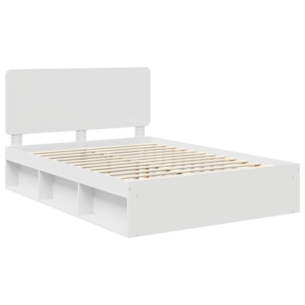 vidaXL Bed Frame with Headboard White 140 x 200 cm Solid Pine Wood