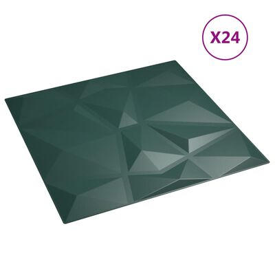 vidaXL Wall Panels 24 pcs Green 50x50 cm XPS 6 m² Diamond