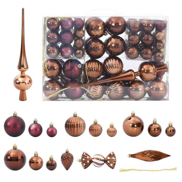 vidaXL Christmas Baubles 98 pcs Brown &Oslash;3/4/6 cm