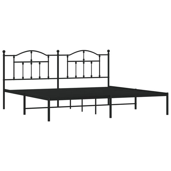 vidaXL Metal Bed Frame without Mattress with Headboard Black 200x200cm