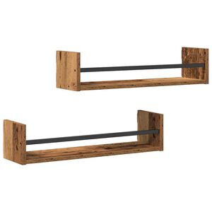 vidaXL Wall Shelf Wall-mounted 2 pcs Old Wood 60 x 16 x 14 cm