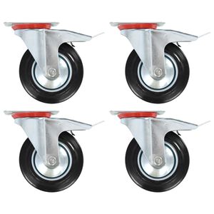 vidaXL Swivel Casters with Double Brakes 4 pcs 160 mm