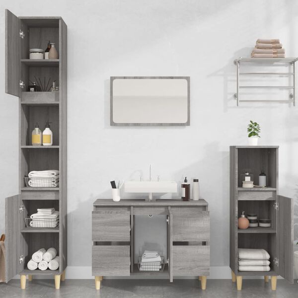 vidaXL Sink Cabinet Grey Sonoma 80x33x60 cm Engineered Wood