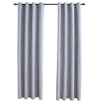vidaXL Blackout Curtains with Metal Rings 2 pcs Grey 140x225 cm