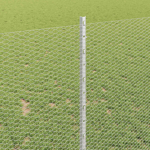 vidaXL Fence with Post Silver 1 x 50 m Steel