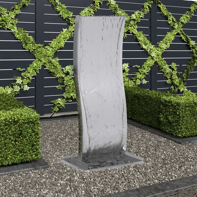 vidaXL Garden Fountain with Pump Stainless Steel 90 cm Curved