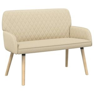 vidaXL 2 Seater Sofa with Solid Wood Legs 2-Seater Cream Linen Fabric
