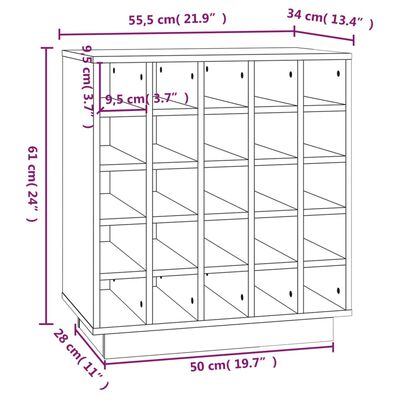 vidaXL Wine Cabinet White 55.5x34x61 cm Solid Wood Pine