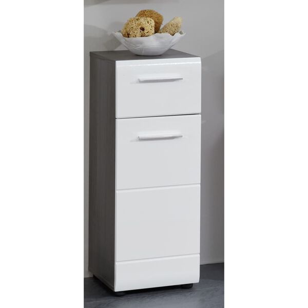 Trendteam Storage Floor Cabinet Line White and Smokey Silver