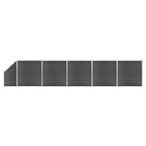 vidaXL Fence Panel Set WPC 965x(105-186) cm Black